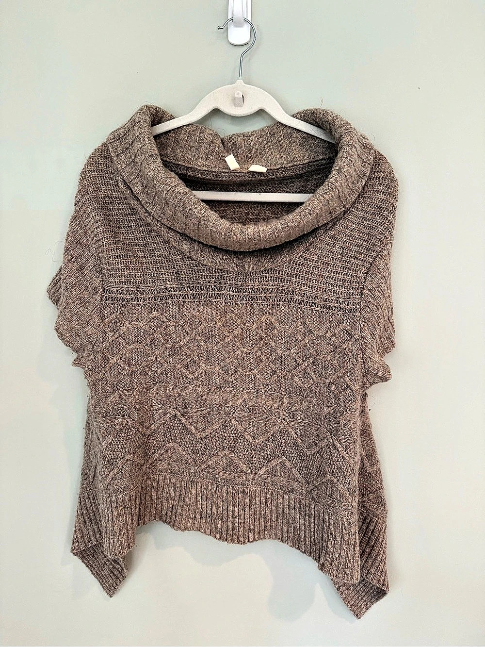 Moth Anthropologie Cowl Neck Cable Knit Poncho Sweater Medium